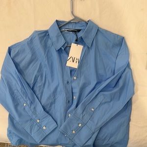 Never worn, brand new, Zara poplin shirt in sky blue